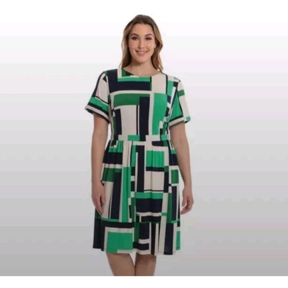 Maggy London Women’s Shift Dress Size 14 Multicolor Green Business Casual - Picture 1 of 8